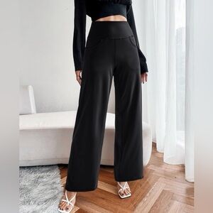 High-Waist Wide-Leg Pull-On Pants in Black Tall XXL 35”Inseam